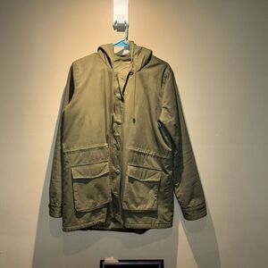 Forever 21 Military Olive Green Hooded Coat Jacket Women’s Size Large